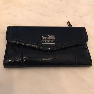 Coach patent leather navy wallet